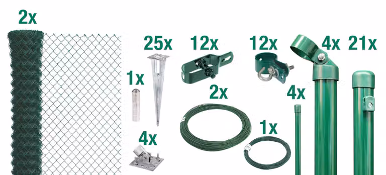 Alberts 633141 Recinzione in rete metallica come set completo, con manicotto a terra carrabile, verde, altezza 80 cm, lunghezza 50 m