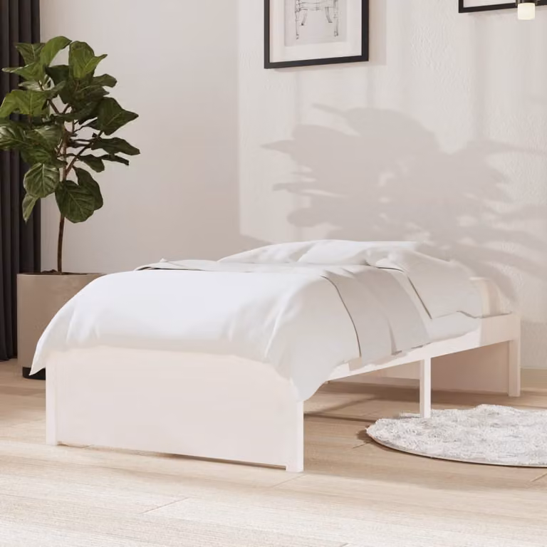 The Living Store Letto in legno massiccio bianco 75x190 cm