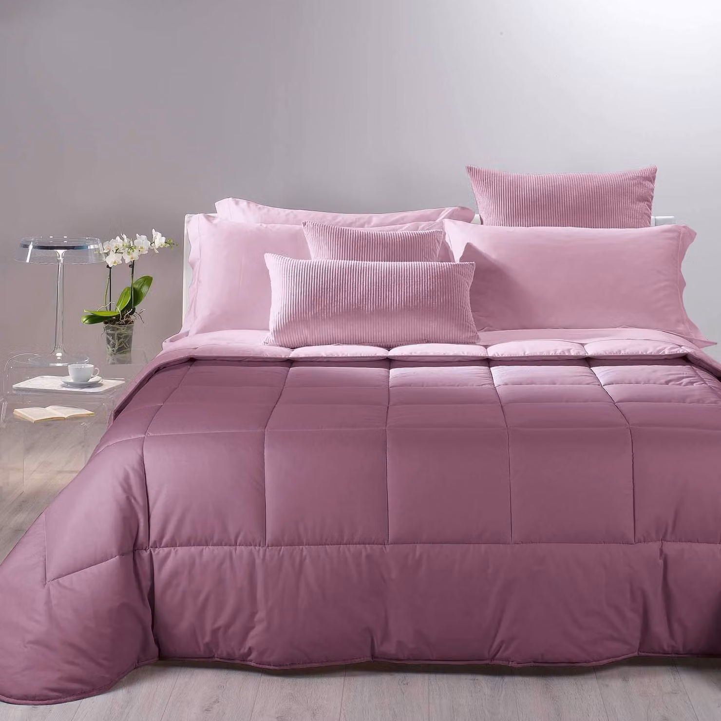 Coperta in cotone per letto matrimoniale, motivo: orchidea, 100% cotone