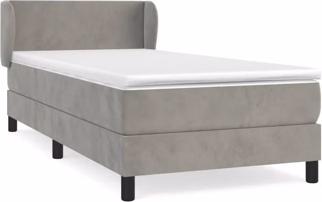 Letto singolo | Letto per adulti | Giroletto a Molle con Materasso Grigio Chiaro 80x200 cm Velluto