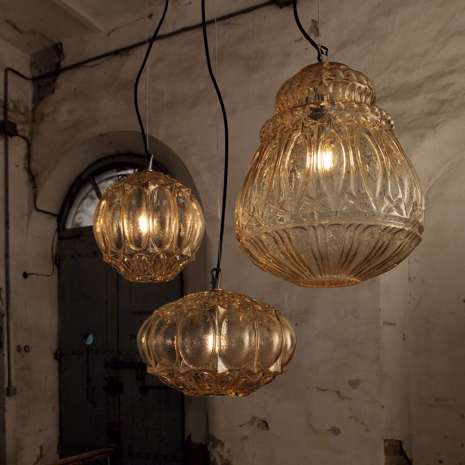 Karman Lampada a sospensione Ginger, dimmerabile, Giallo / Arancione, Soggiorno / Sala da pranzo, Vetro, Design, Lampada a sospensione