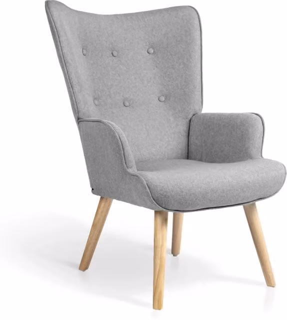 Poltrona Hispanohogar tessuto grigio con gambe Hispanohogar legno 96x67x76