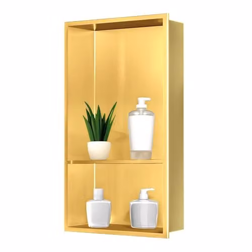 sunrik Nicchia Doccia Incasso Oro 30x60x10 Cm, Acciaio Inox, Mensole
