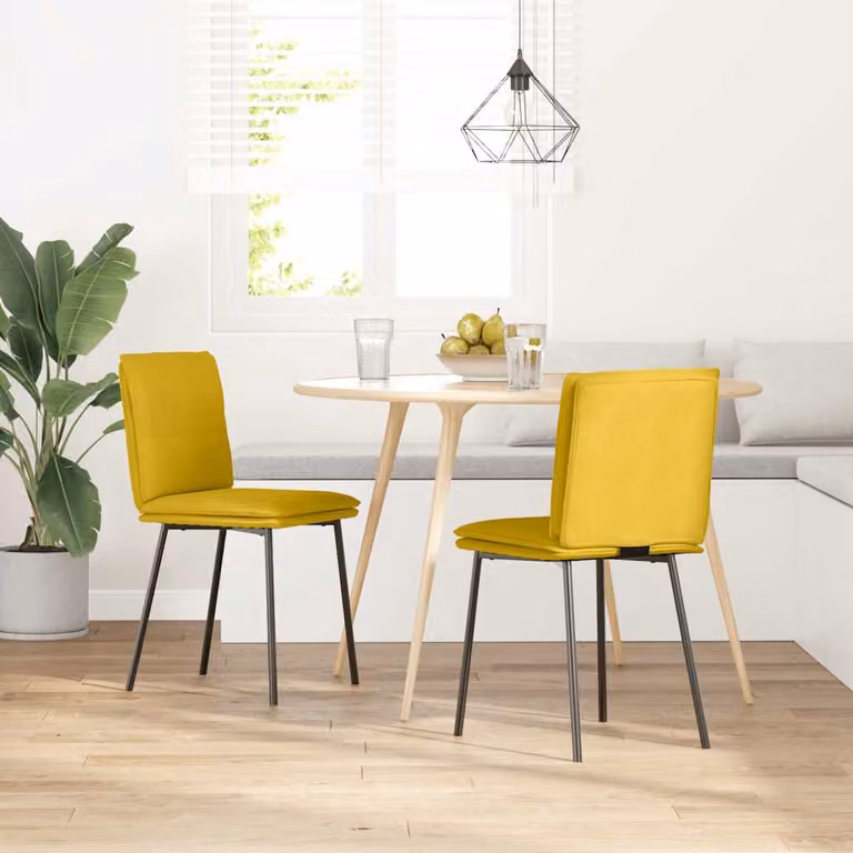 vidaXL Sedie da Pranzo 2 pz Gialle in Velluto