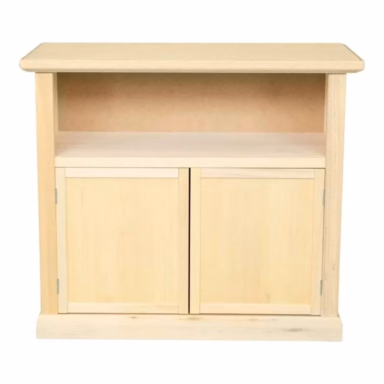 Porta TV Mobili 2G in legno di pino beige con 2 porte L: 84 cm, P: 40,5 cm, H: 75 cm