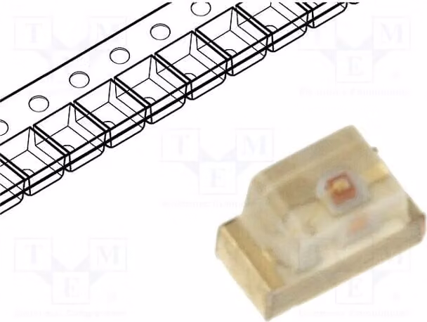 5 LED SMD, 2,2÷2,5V, colore verde, dimensioni 0603, 4÷15 mcd, angolo di emissione 120°, dimensioni 1,6x0,8x1,1 mm, corrente di funzionamento 20 mA, modello KP-1608SGC, diodo LED