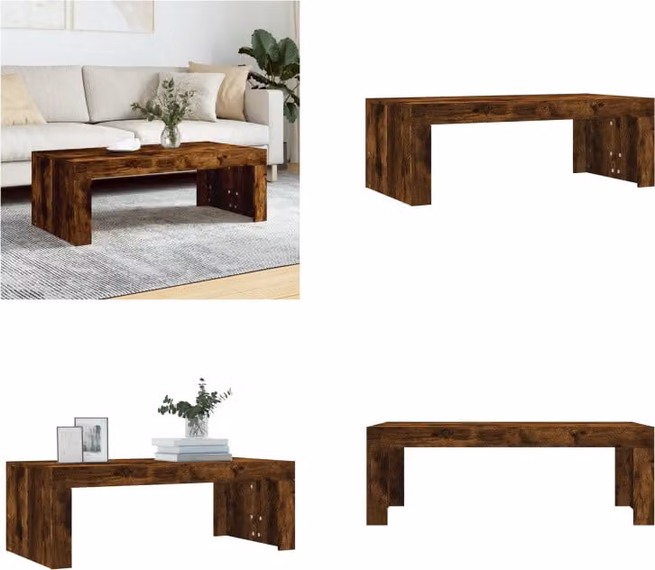 vidaXL Tavolino in rovere affumicato 102x50x36 cm materiale a base di legno - Tavolino - Tavolini - Tavolino - Tavolo da divano