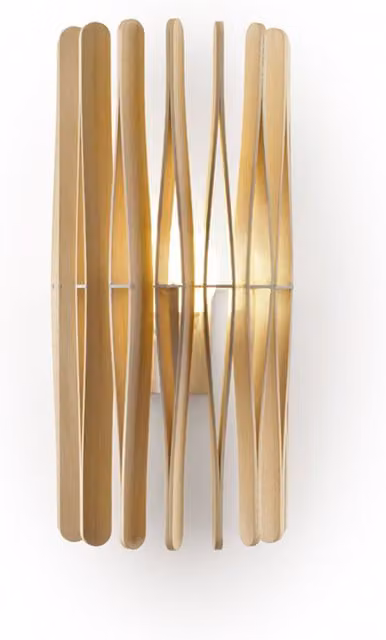 Applique Fabbian Stick F23 bianca e legno con luce LED dimmabile up/down