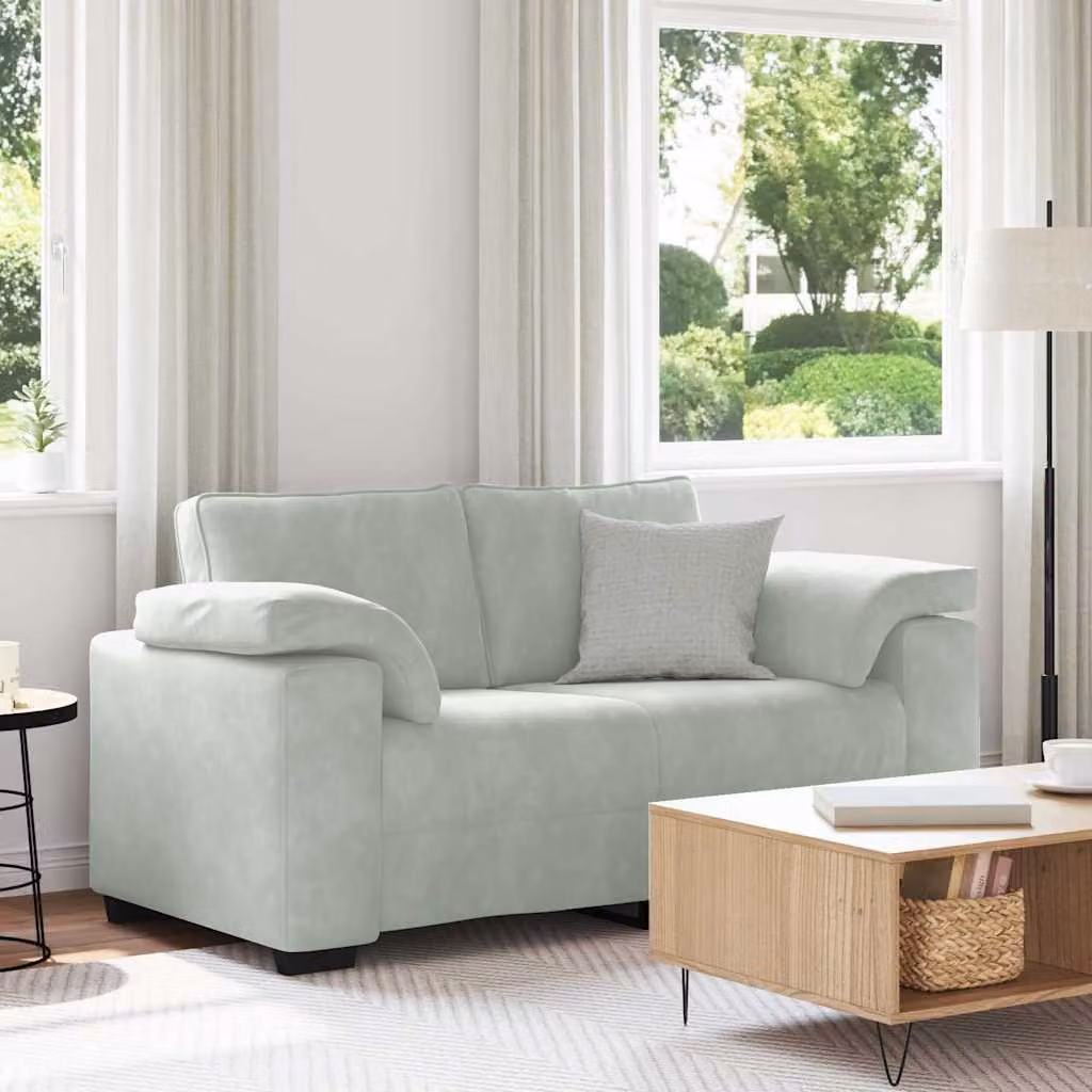 Divanetto moderno vidaXL in velluto grigio con cuscini inclusi L: 160 cm, P: 77 cm, H: 82 cm