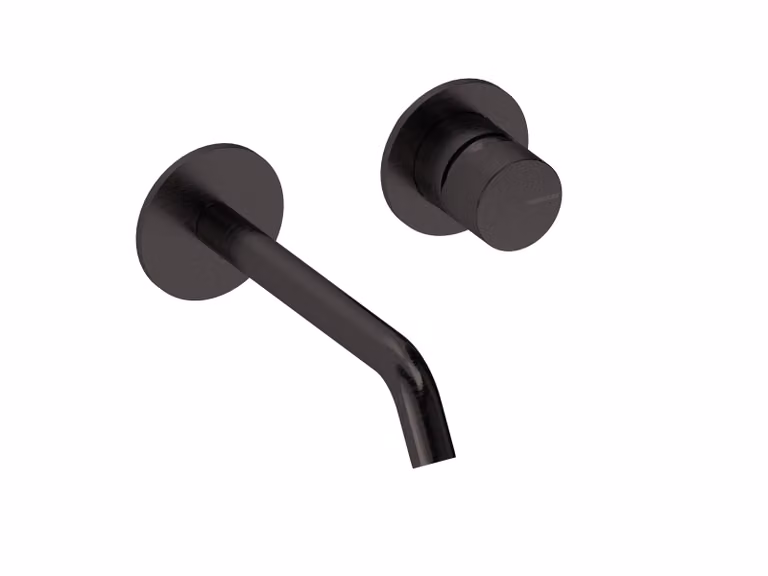 SANYCCES LOOP K ColdOpen Rubinetto lavabo a parete da incasso con sporgenza di 18 cm, corpo da incasso incluso, nero metallizzato