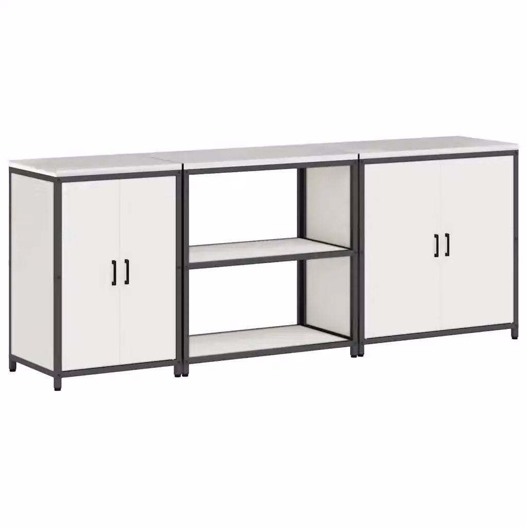 vidaXL Mobile Unità a Parete per Cucina in Metallo Bianco con Ante a Battente e Ripiani Interni L: 92 cm, P: 50 cm, H: 73,14 cm – 2