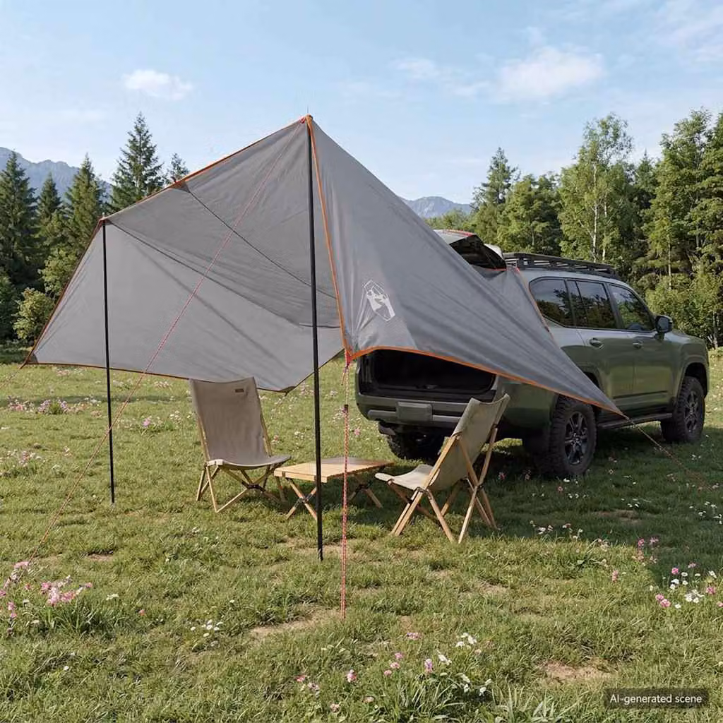 Tenda da veicolo vidaXL Grigio e arancione L/P/H: 500 x 515 x 215 cm