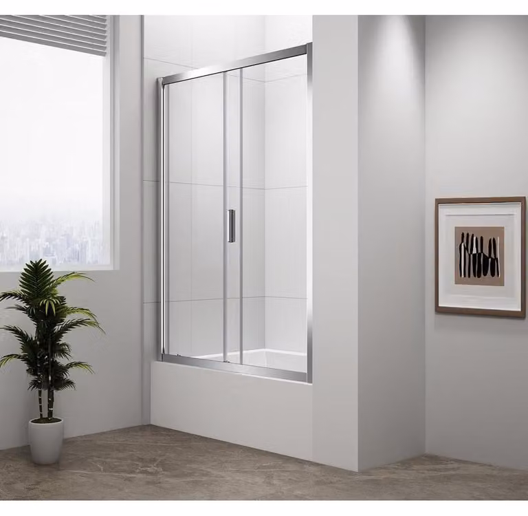 Polysan Deep - Porta doccia in due parti 1400x1650 mm, alluminio lucido/vetro chiaro MD1416