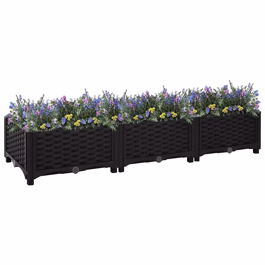 vidaXL Fioriera Rialzata in Polipropilene Nera L/P/H: 120 x 40 x 23 cm