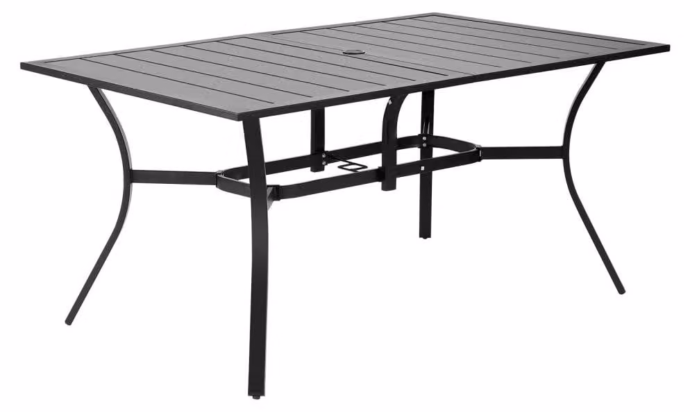 Tavolo da giardino, tavolo da balcone - 150 x 96 cm - Nero - Acciaio al carbonio