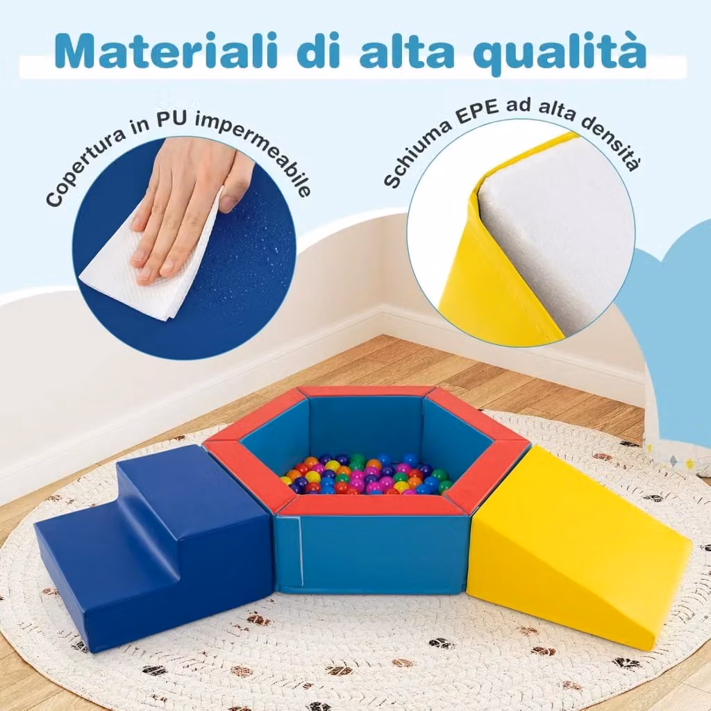 Set di 3 Blocchi da Arrampicata in Schiuma Costway con Piscina di Palline Multicolore per Bambini – 2