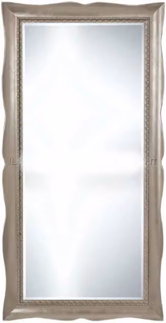 Specchiera rettangolare a foglia argento Mobili 2G L: 90 cm, H: 180 cm, P: 7 cm