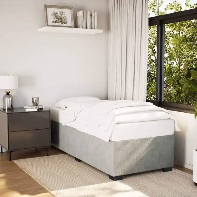 Struttura Letto Design Mania in Velluto Grigio Chiaro L/P/H: 100 x 200 cm