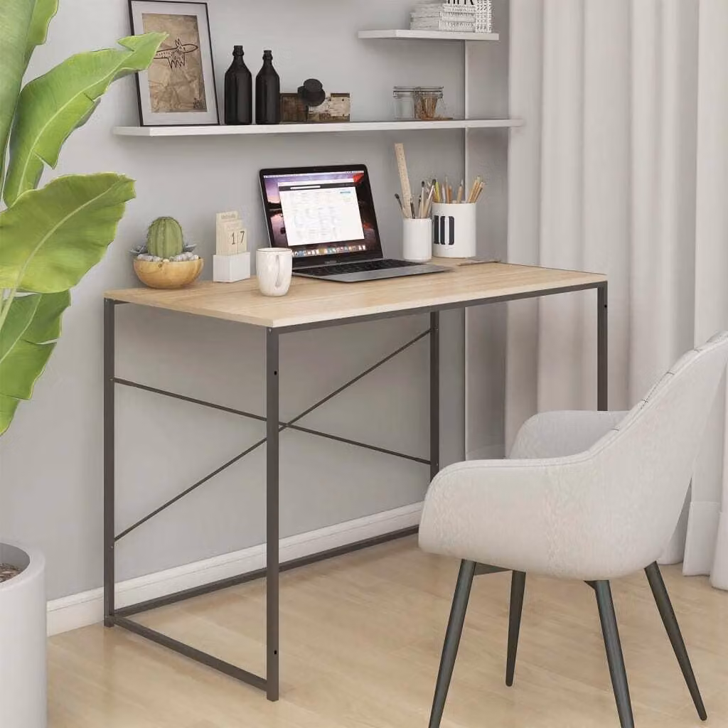 vidaXL Scrivania per computer nera e rovere 110x60x70cm in legno - Scrivania per computer - Tavoli per computer - Scrivania per computer - Scrivanie per computer