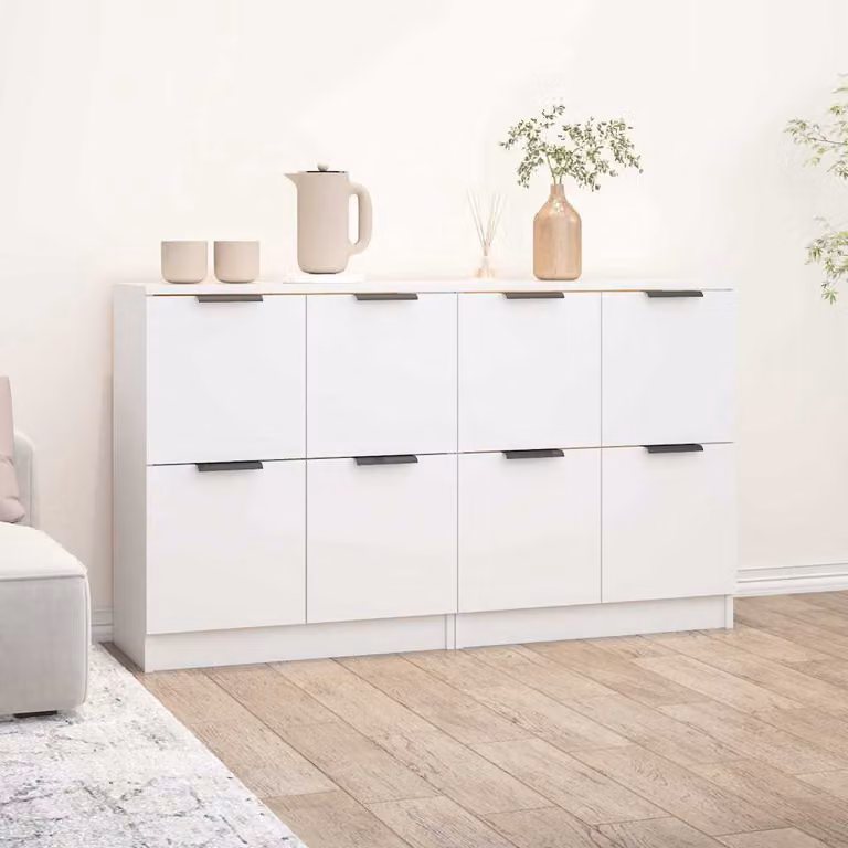 Set di 2 credenze minimaliste vidaXL in legno e MDF bianco, da appendere al muro, L 60 cm x P 30 cm x H 70 cm