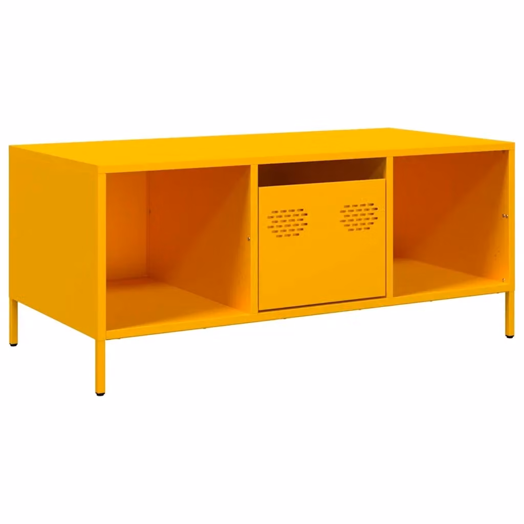 Tavolino rettangolare vidaXL in metallo giallo lucido L: 101,5 cm, P: 50 cm, H: 43,5 cm – 2