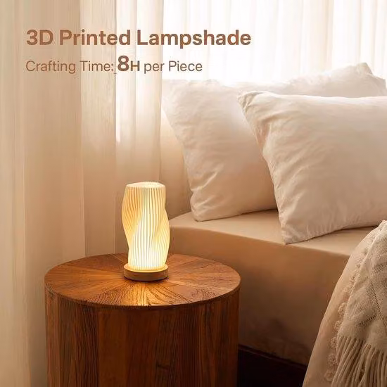 Lampada da comodino in legno con comando a pulsante, per soggiorno, camera da letto, ufficio