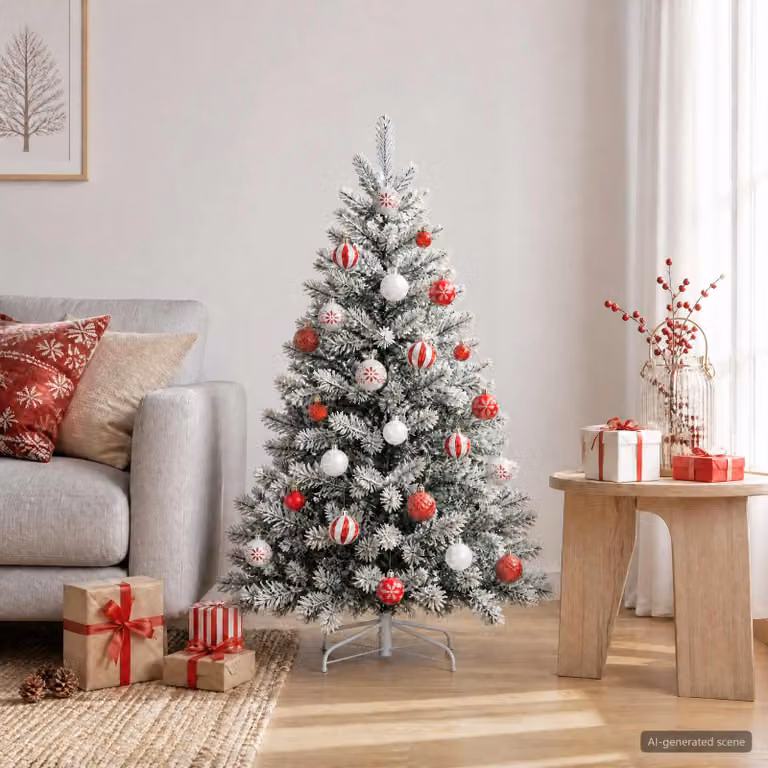 vidaXL Set di Palline di Natale 88 pz Rosso e Bianco Ø 6 cm Plastica