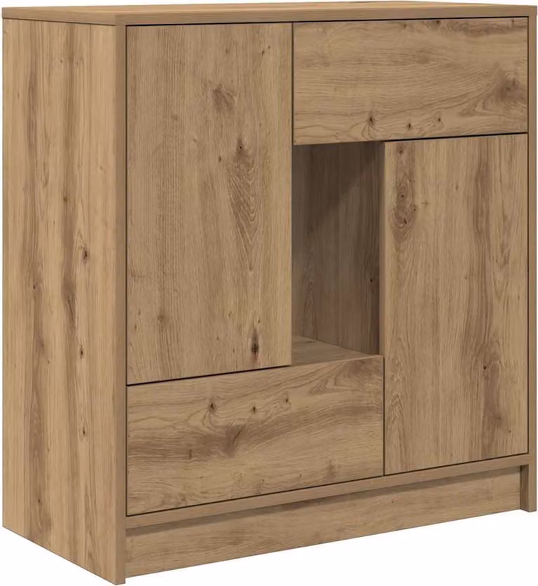 Credenza con Cassetti e Ante Rovere Artigianale 70,5x34x74,5 cm
