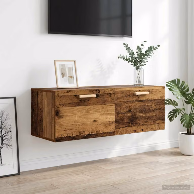 Armadietto a muro vidaXL in legno marrone con ante a battente, L 100 x P 36,5 x H 35 cm