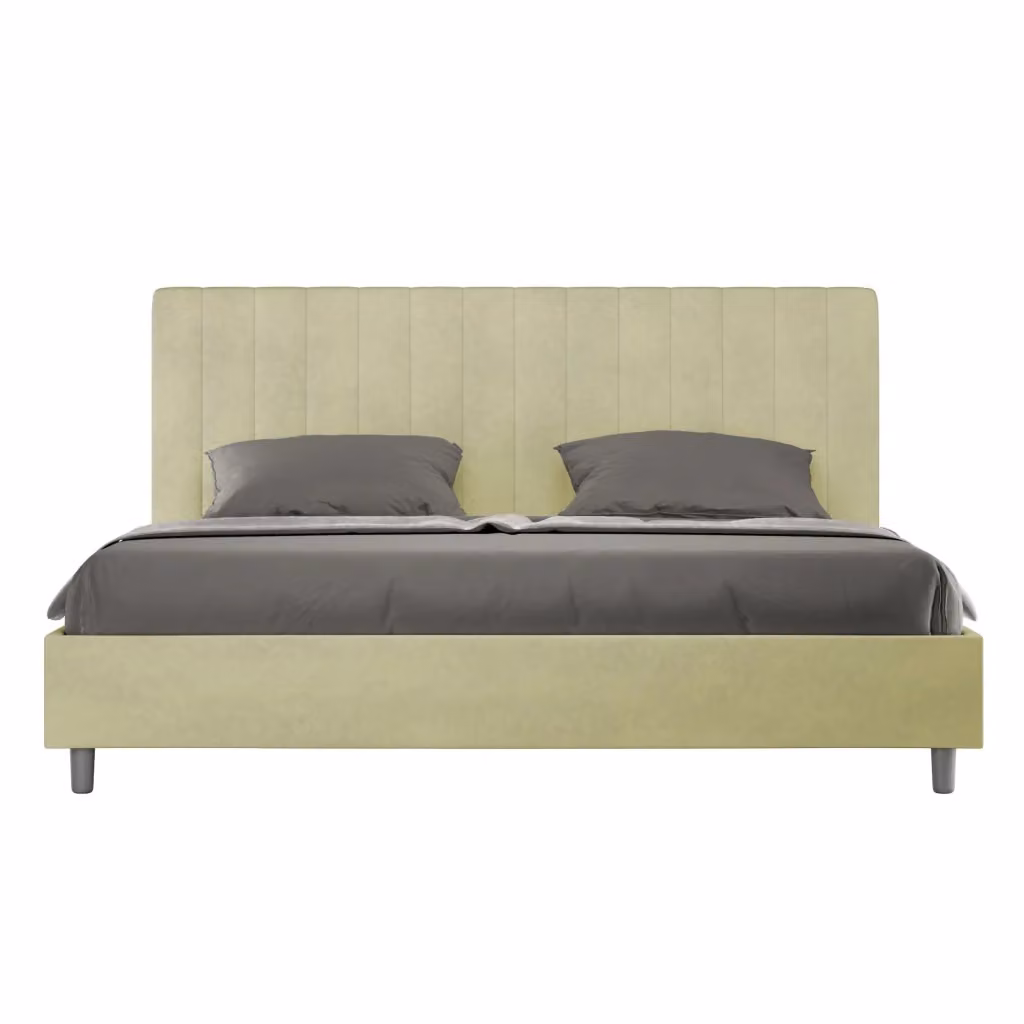 Letto matrimoniale king size con contenitore imbottito Agueda ityhome in microfibra colore sabbia L/P: 190 x 190 cm – 2