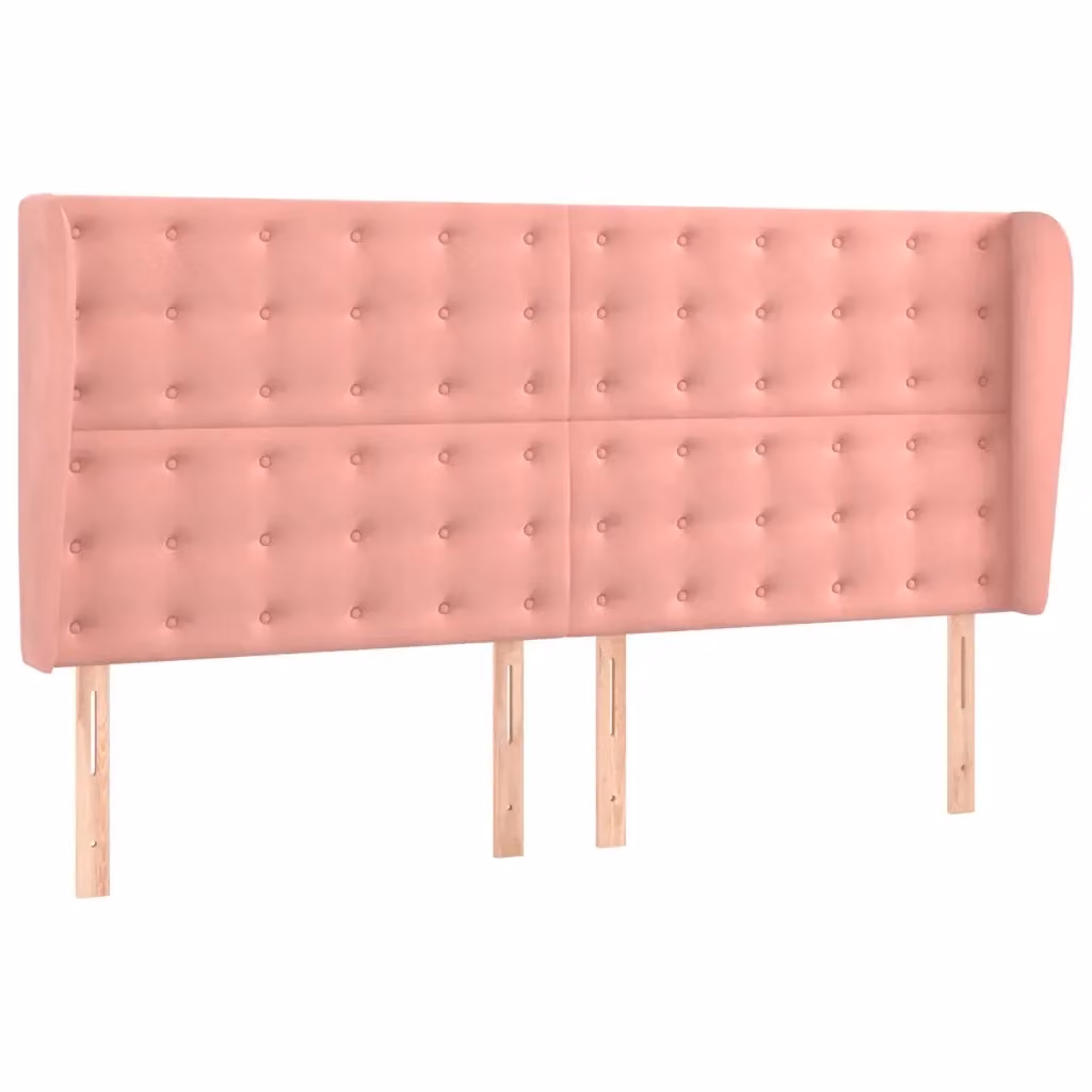 Testiera ad orecchio vidaXL in velluto rosa con struttura in legno e MDF, L: 183 cm, P: 23 cm, H: 118-128 cm – 2