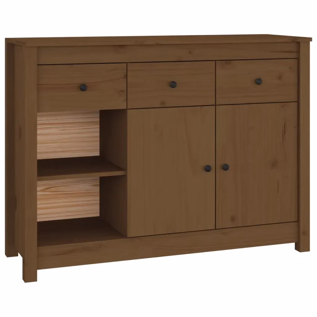 Credenza in legno massello di pino marrone vidaXL L/P/H: 100 x 35 x 74 cm – 2