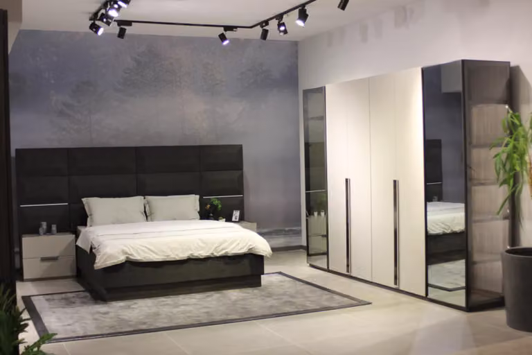 Komplett Schlafzimmer Möbel Set Bett 2x Nachttisch Schminktisch Spiegel 8tlg