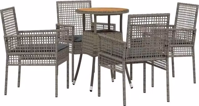 Set da Pranzo per Giardino 5 pz | Set Salotto da Giardino Grigio polyrattan