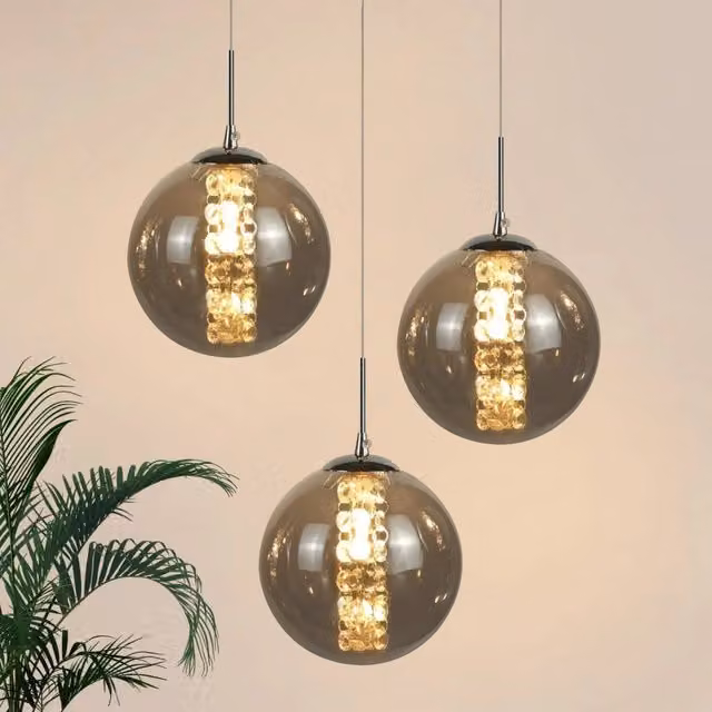 ZMH Lampada a sospensione a LED in vetro regolabile in altezza per illuminazione del soggiorno