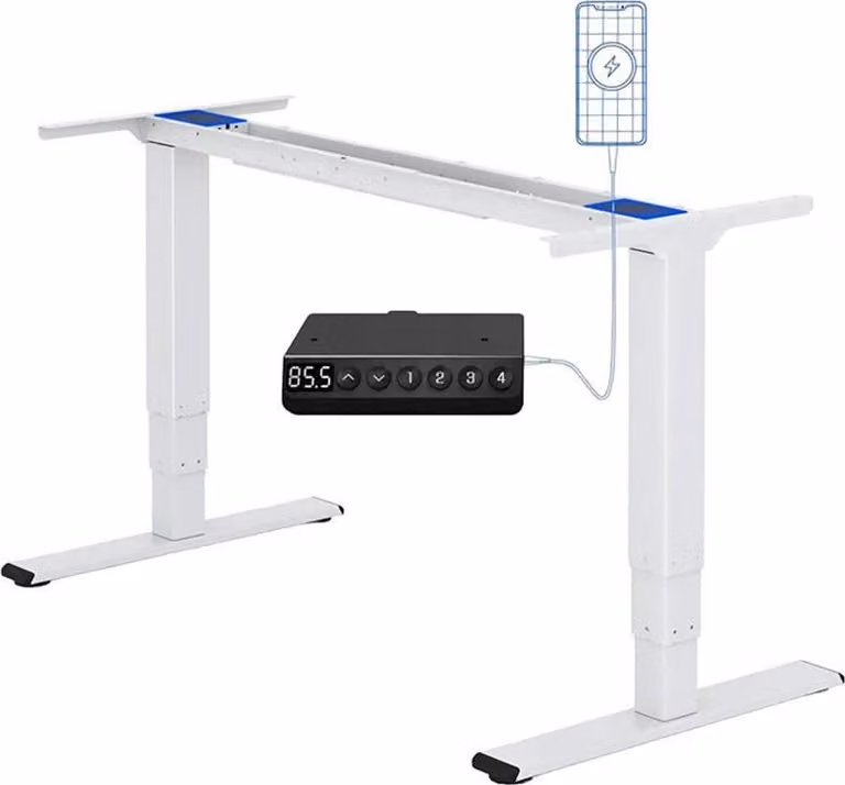 Tavolo regolabile elettricamente EC5W-Plus-EU, 60-125 cm, senza piano, bianco