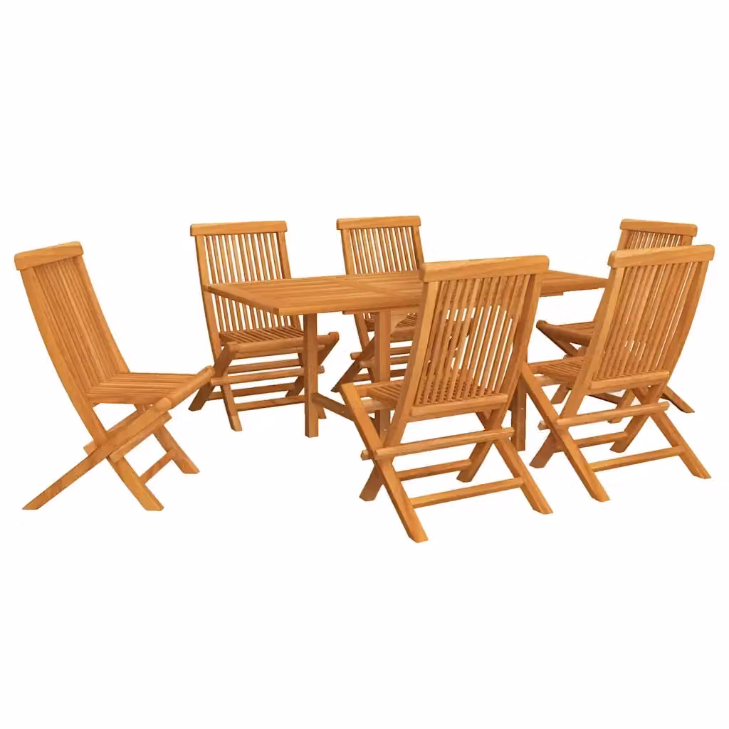 Set da pranzo da giardino vidaXL in legno di teak marrone, composto da 7 pezzi con tavolo rettangolare estensibile – 2