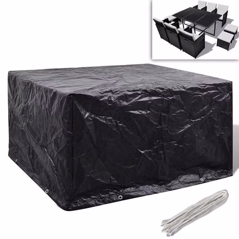 Copertura per mobili da giardino vidaXL nera con 8 occhielli L/P/H: 172 x 113 x 73 cm