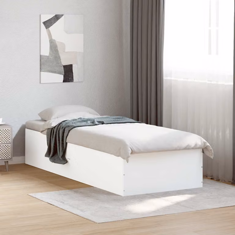 vidaXL Struttura letto a pavimento moderna in legno bianco L 200 cm x P 80 cm x H 140 cm
