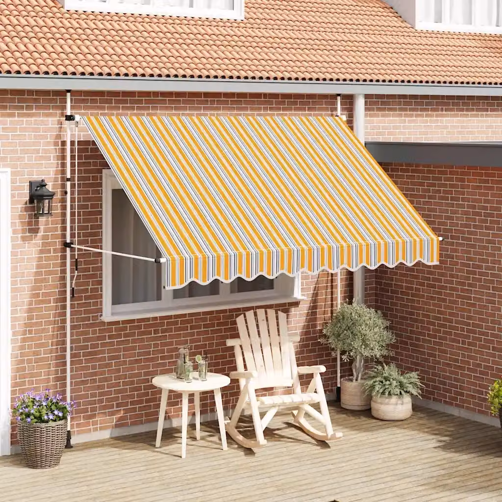 Tenda da sole retrattile manuale DESIGN IN a strisce blu e gialle in poliestere e acciaio, L: 300 cm – 2