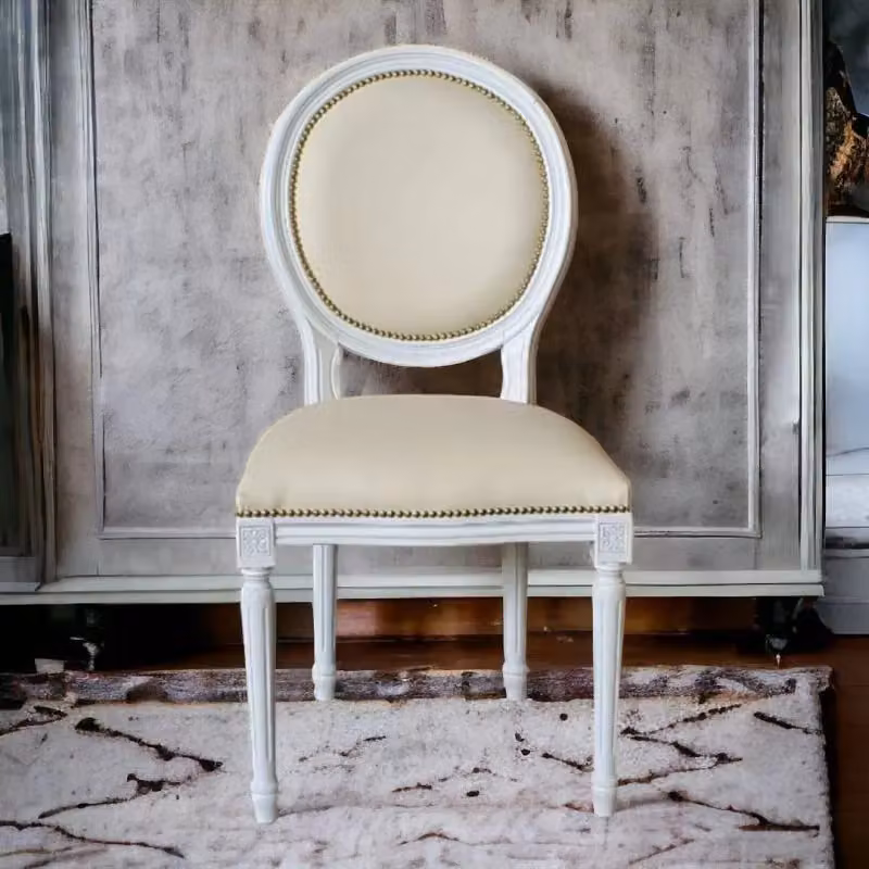 Sedia shabby chic in legno e ecopelle beige Mobili 2G L/P/H: 50 x 47 x 100 cm – 2