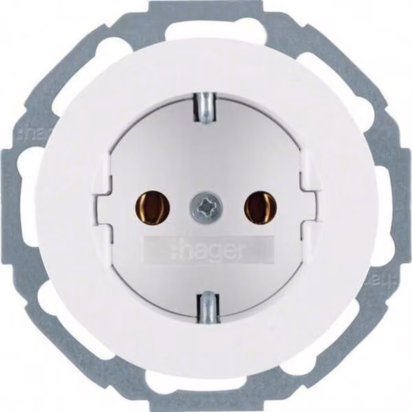 Presa Hager SCHUKO serie R WLS1100WG Classic, bianco polare lucido