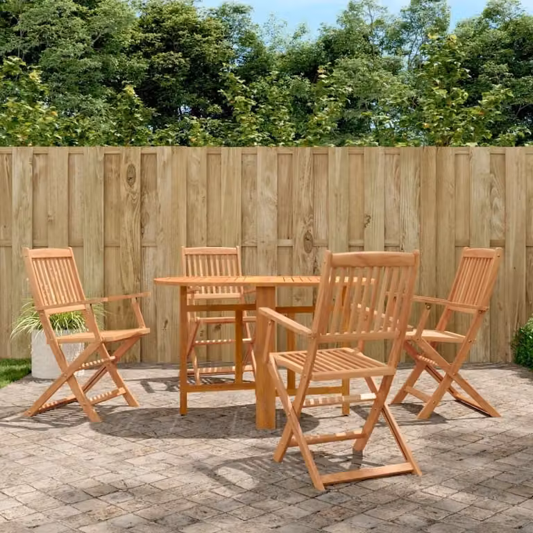 Maison Exclusive - Set da pranzo da giardino pieghevole in 5 pezzi, in legno massello di acacia
