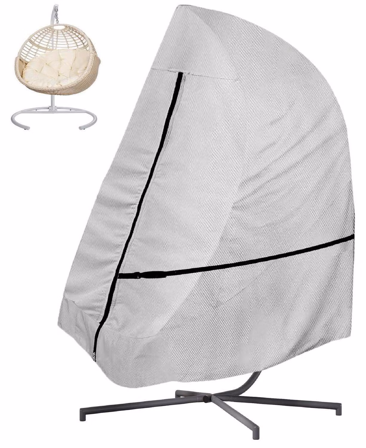 Copertura impermeabile per sedia a dondolo, tessuto Oxford 600D, colore grigio, dimensioni 190x115 cm