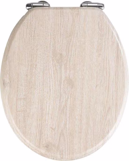 Copriwater in legno di quercia grigio con sistema di chiusura ammortizzata - Design universale