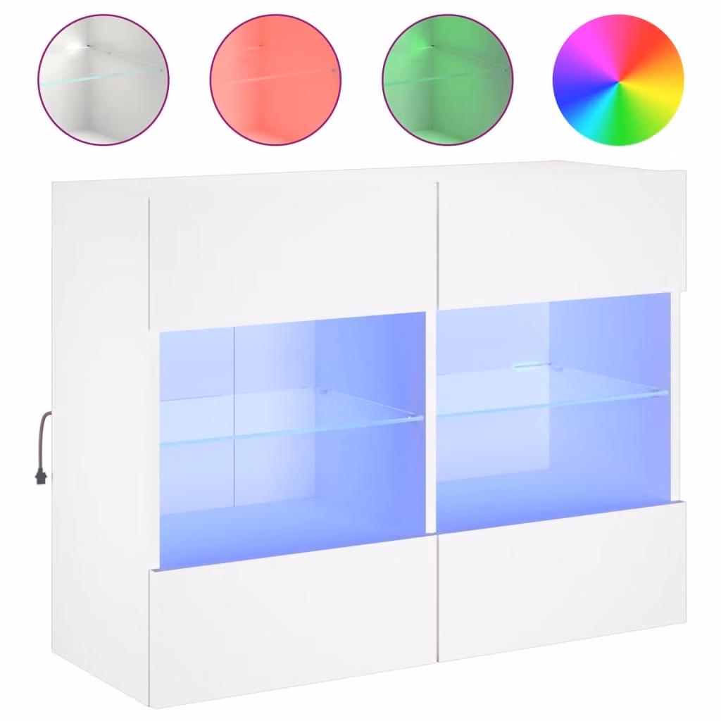 Mobile TV a Parete con Luci LED Bianco 78,5x30x60,5 cm
