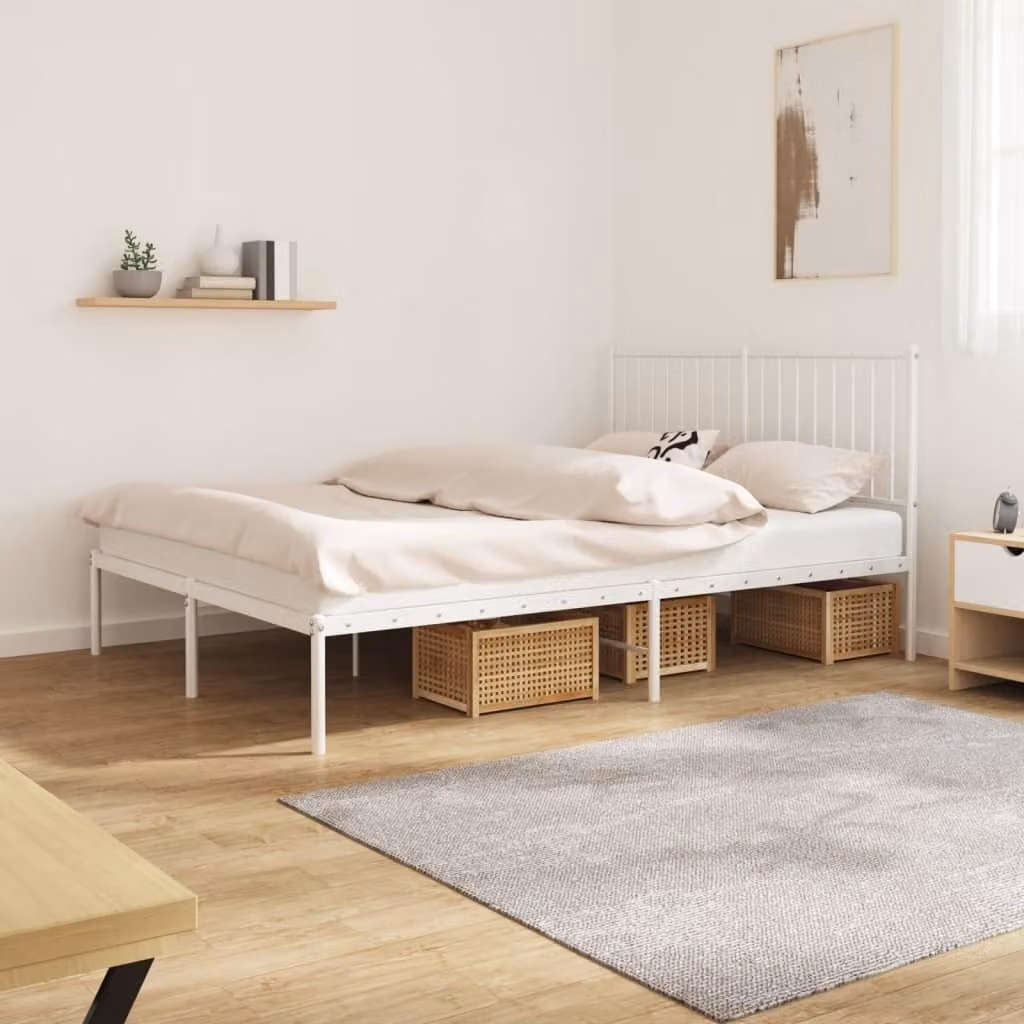 The Living Store Struttura letto con testiera in metallo bianco 140x200 cm