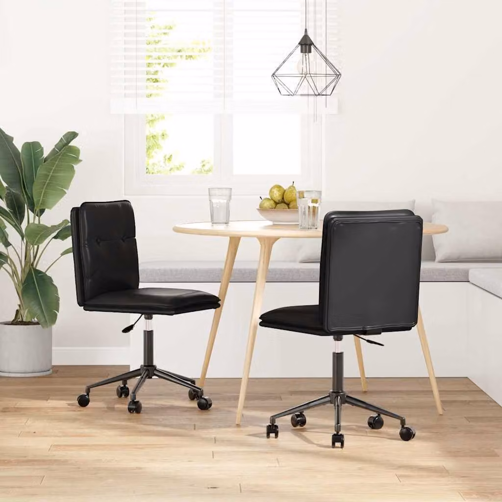 Set di 2 sedie da pranzo moderne vidaXL in similpelle nera per soggiorno e cucina