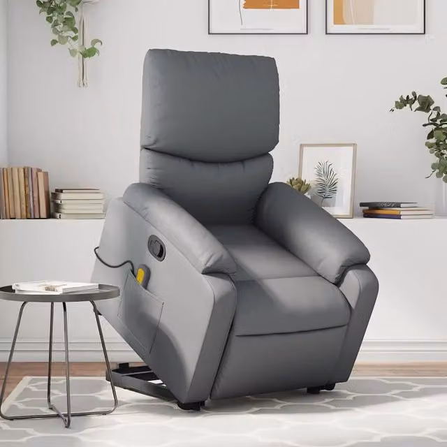 Poltrona Alzapersona Reclinabile con Assistenza Elettrica vidaXL in Similpelle Grigio