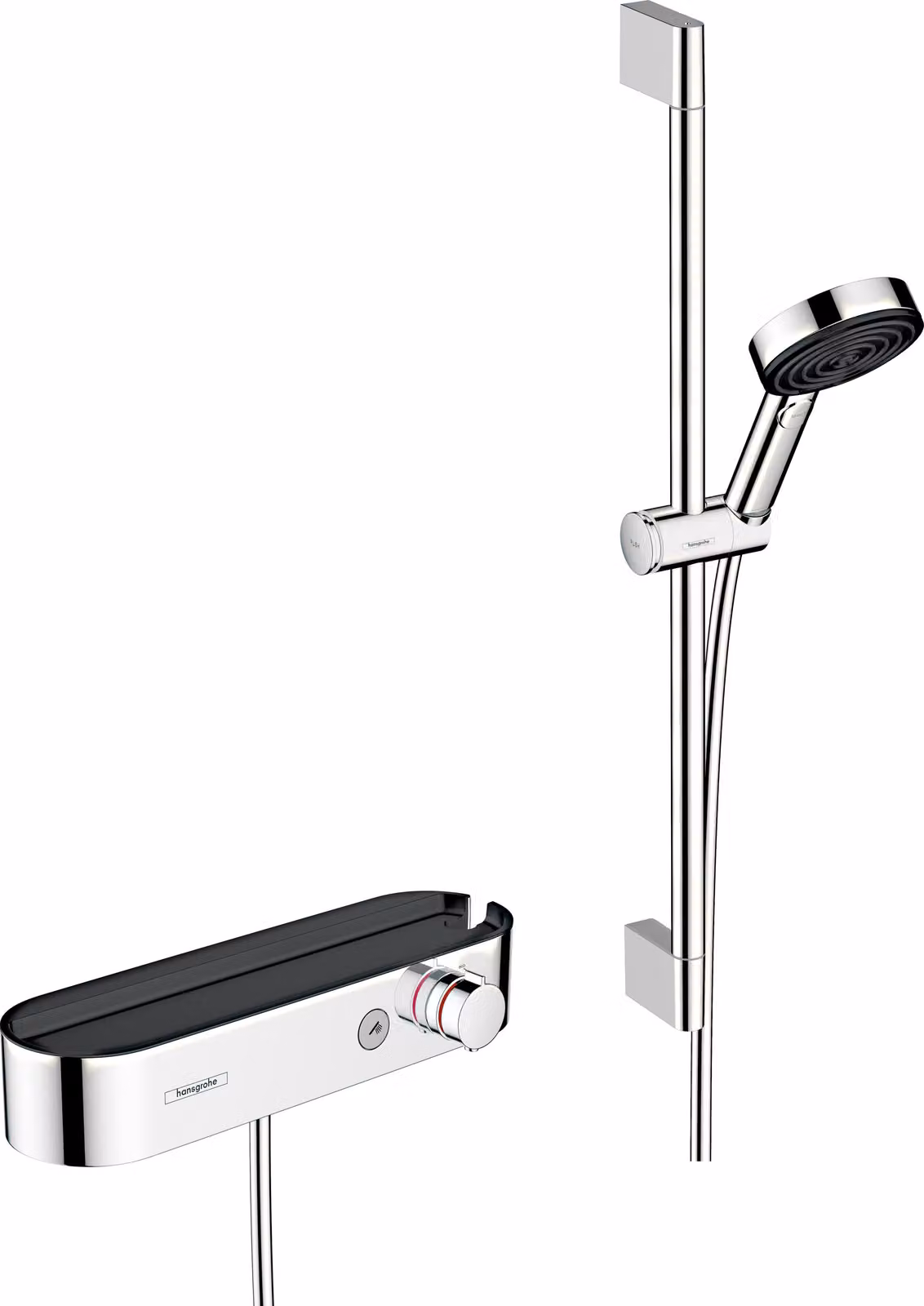 hansgrohe Pulsify Select S Système de douche 105, 3jet Relaxation, set avec thermostat, chrome, barre de douche 600mm, 24260000, 24260000